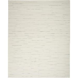 Interweave Ivory 10 ft. x 14 ft. Solid Ombre Geometric Modern Area Rug