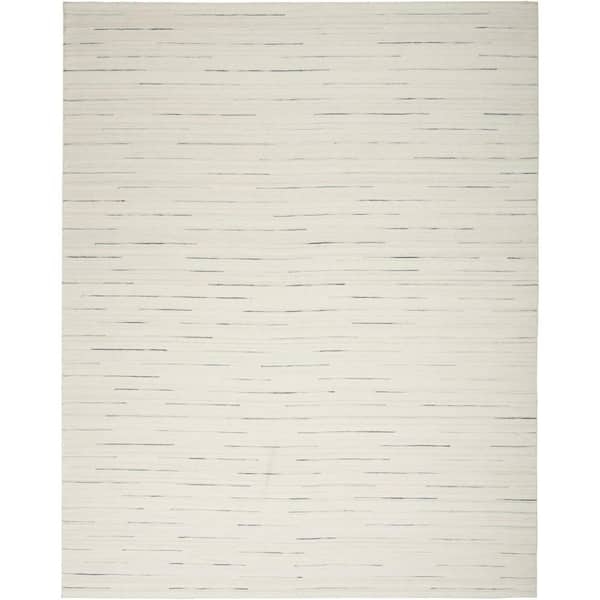 Nourison Interweave Ivory 10 ft. x 14 ft. Solid Ombre Geometric Modern Area Rug