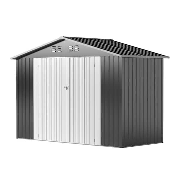 9 ft. W x 4 ft. D Gray Outdoor Galvanized Steel Frame Metal Storage Shed
