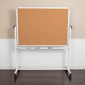 Hercules Series 53 in. W x 20 in. D x 62.5 in. H Mobile Reversible Natural/White Cork Board Desk Accessory