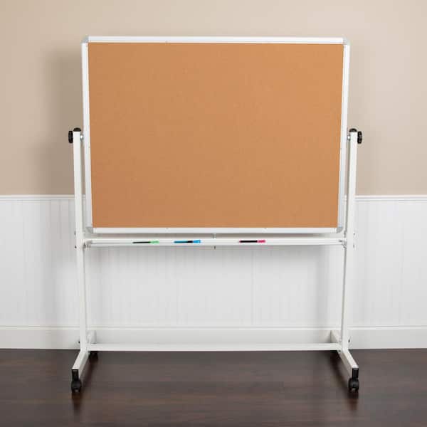 Carnegy Avenue Hercules Series 53 in. W x 20 in. D x 62.5 in. H Mobile Reversible Natural/White Cork Board Desk Accessory