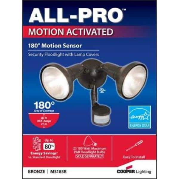 Bronze Motion-Sensing Dual Bulb Outdoor Floodlight