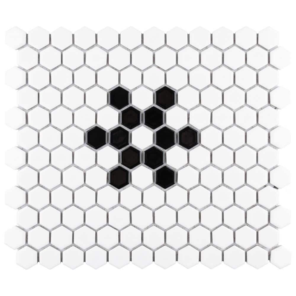 Metro 1 in. Hex Glossy White with Snowflake 6 in. x 6 in. Porcelain Mosaic Take Home Tile Sample price history on PriceWatchPro