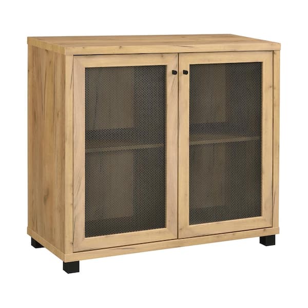 Golden Oak Accent Cabinet with 2-Mesh Doors