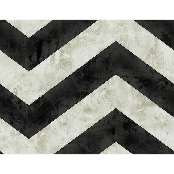 Seabrook Designs Hubble Chevron Metallic Ebony and Ivory Paper Strippable Roll (Covers 60.75 sq. ft.)