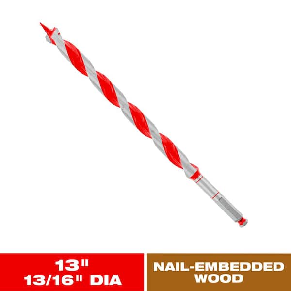 13/16 in. x 13 in. Carbide Auger Drill Bit for Wood and Nail-Embedded Wood