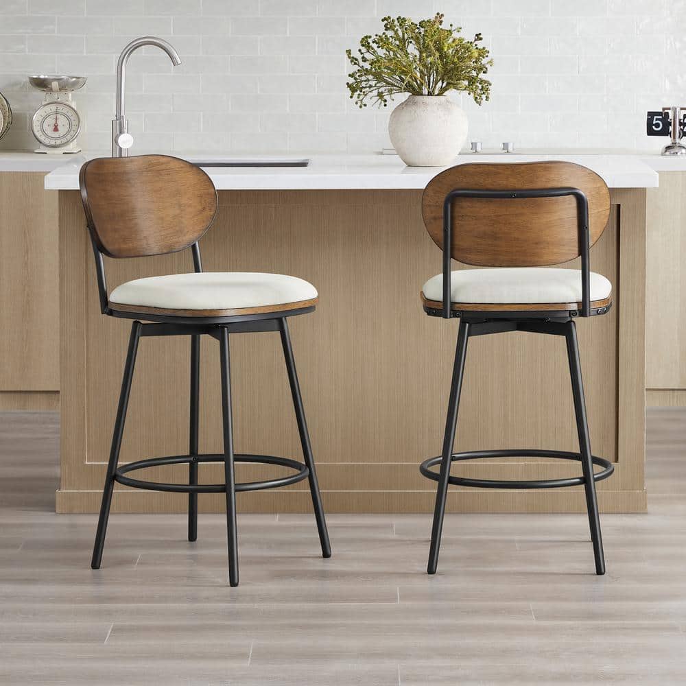 Spruce & Spring Aloysius 27 in. White High Back Bar Stools