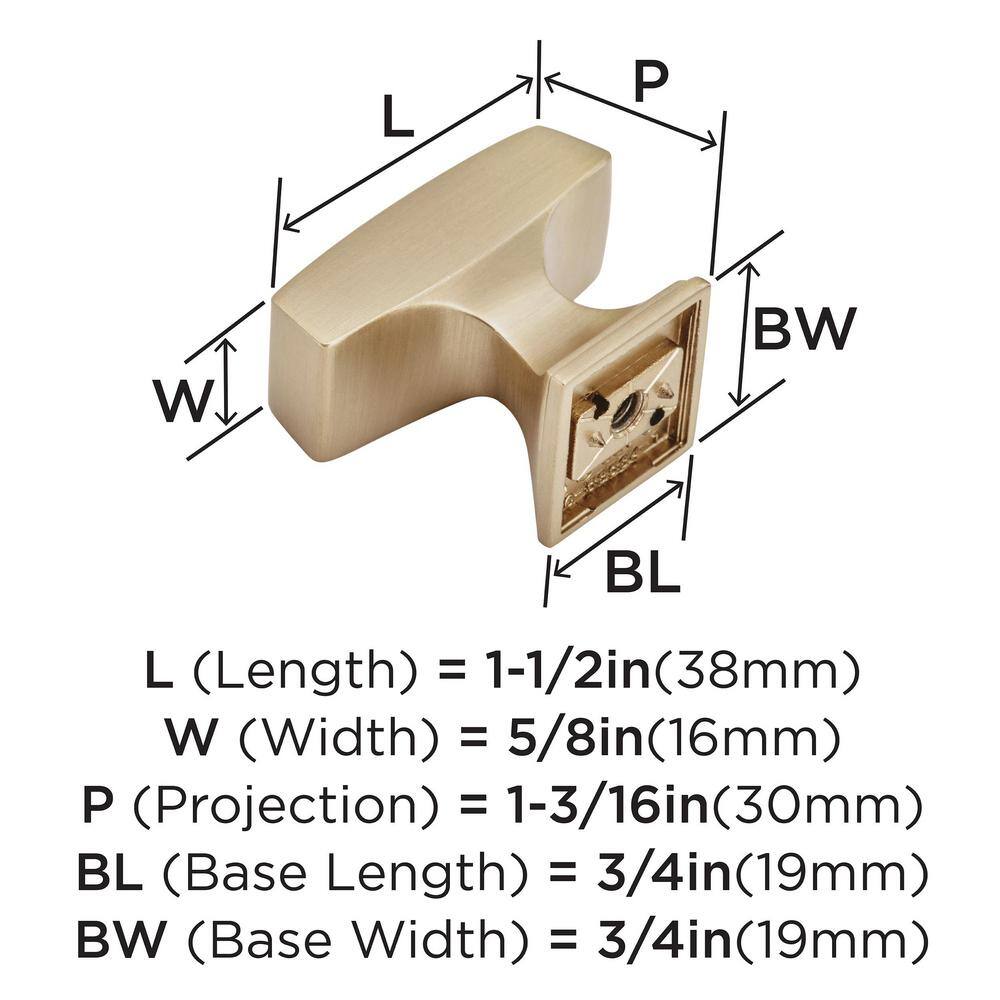 Mulholland 1.5" Rectangular Champagne Bronze Cabinet Knob