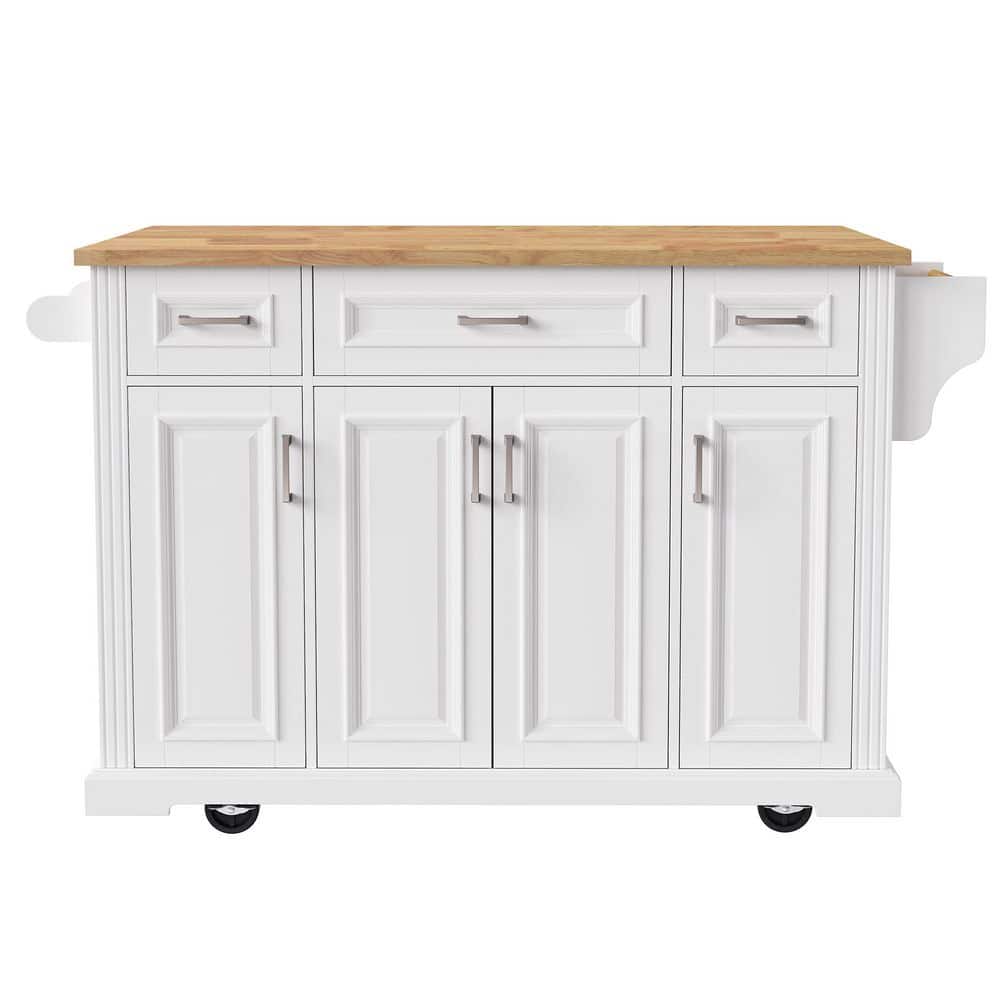 White Rubber Wood 54 in. Kitchen Island with Drop Leaf price history on PriceWatchPro