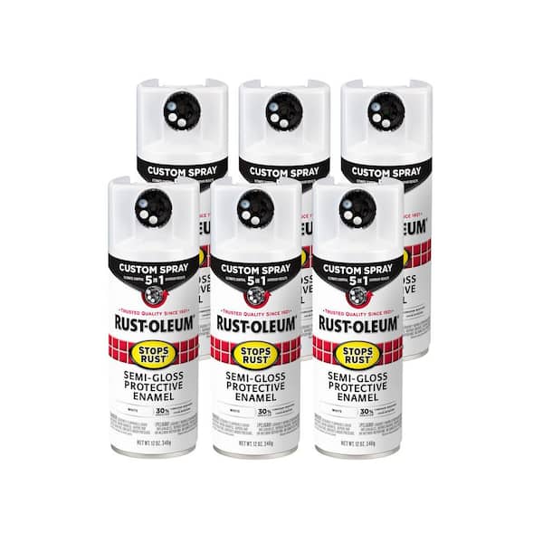 Rust-Oleum Stops Rust 12 oz. Custom Spray 5-in-1 Semi-Gloss White Spray Paint (Case of 6)