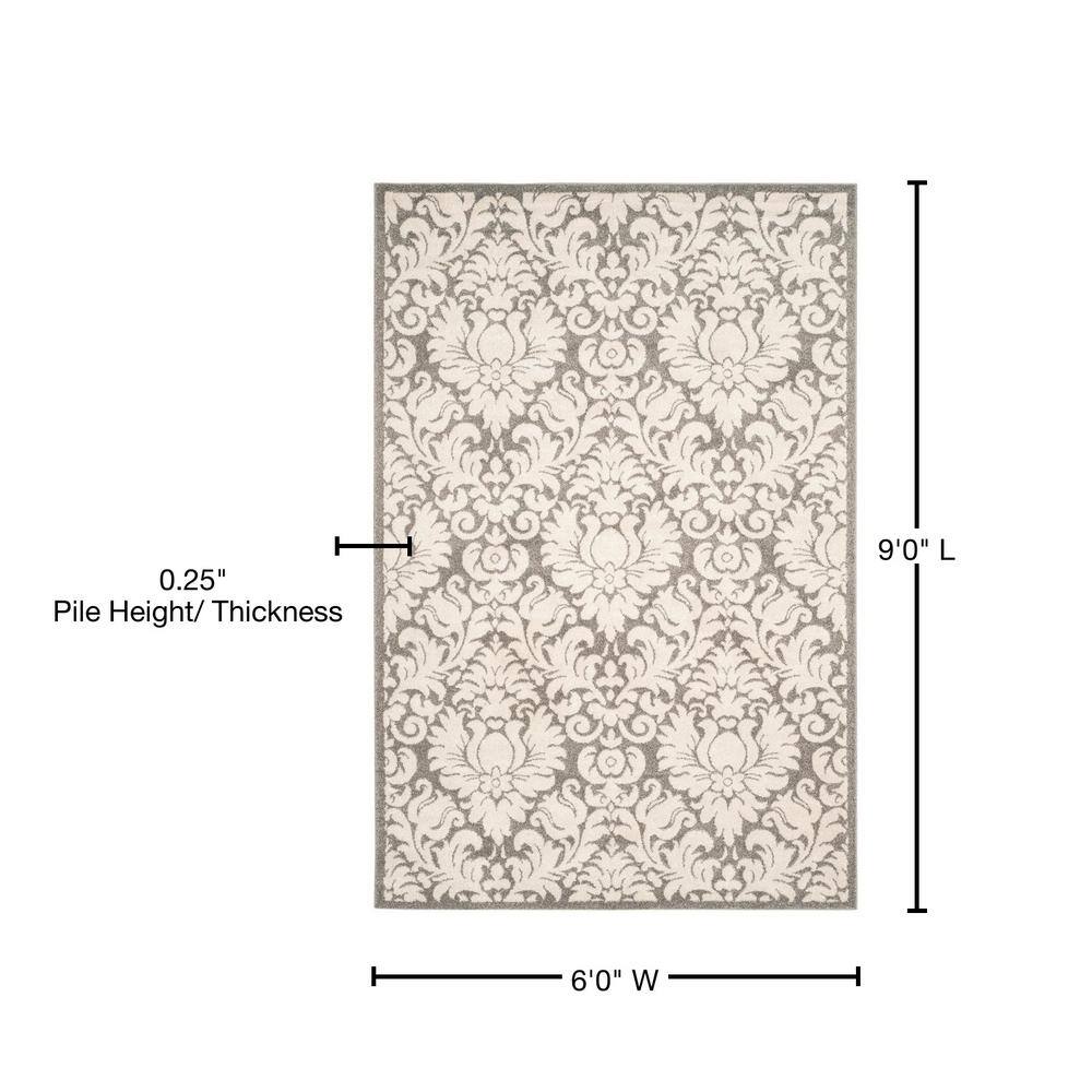 Cozy Elegance Floral Gray & Beige 6'x9' Synthetic Area Rug