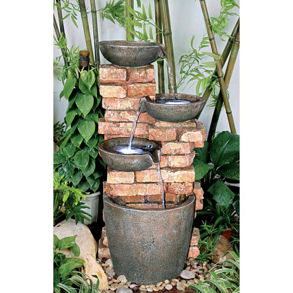 Design Toscano Stacked Bricks Cascading Stone Bonded Resin Garden ...