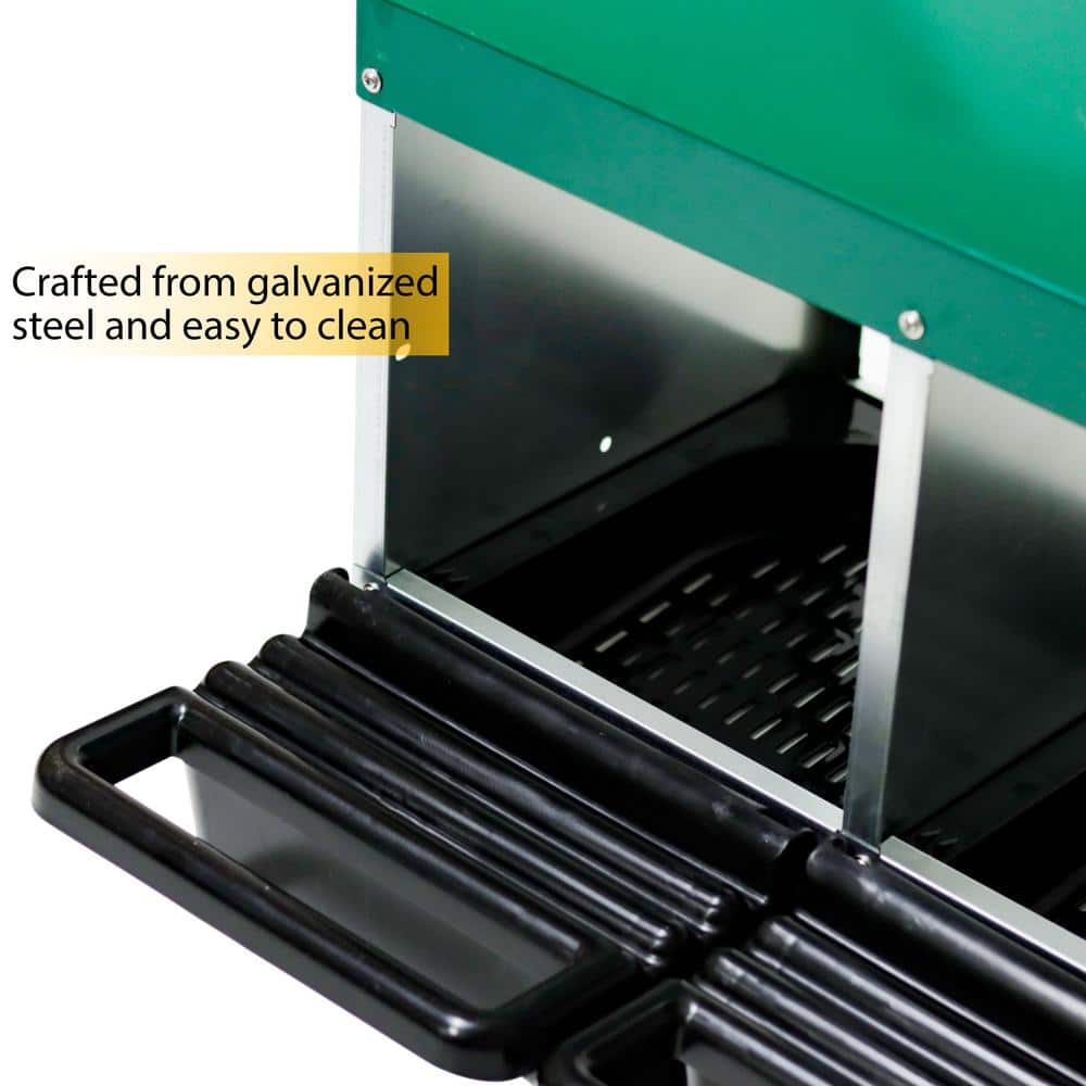 Green Galvanized Steel 3-Compartment Chicken Nesting Box