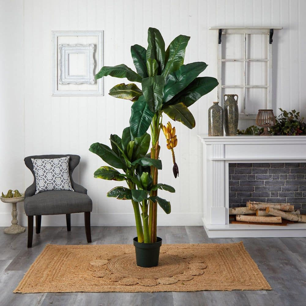 6ft Green Silk and Plastic Triple Stalk Banana Tree