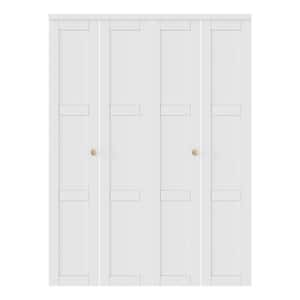 60 in. x 80.5 in. 3-Lite Panel Composite Solid Core MDF White Finished Closet Bifold Door with Hardware