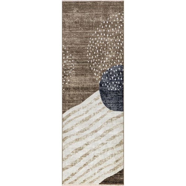 RUGS USA Manaslu Sunrise Fringed Light Brown 3 ft. x 8 ft. Indoor/Outdoor Patio Runner Rug