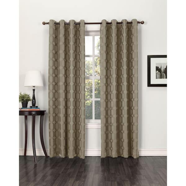 Sun Zero Blackout Sand Harold Blackout Curtain Panel, 52 in. W x 84 in. L