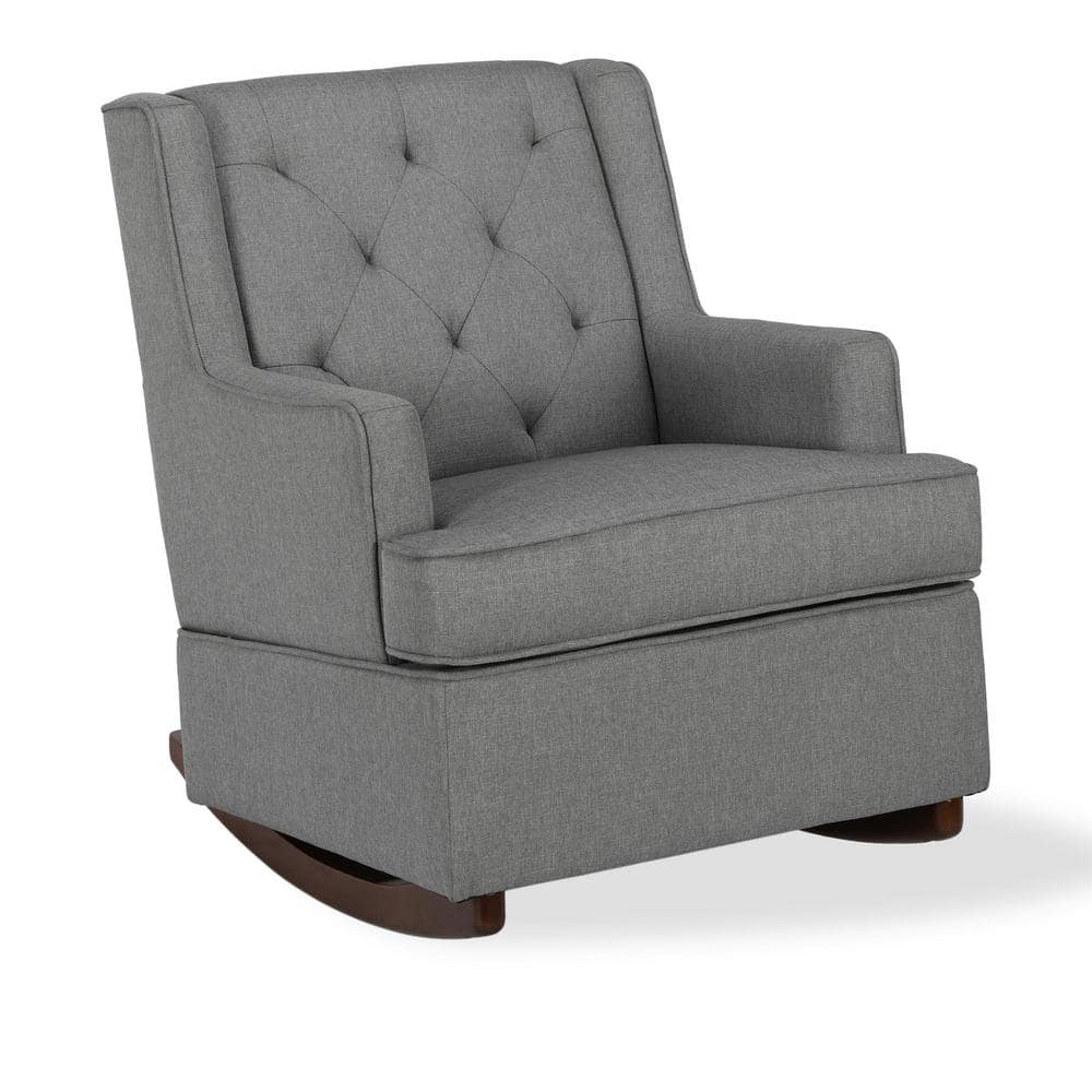 Dorel Living Baby Relax Ocia Transitional Gray Linen Wingback Rocker Chair -  DE18963