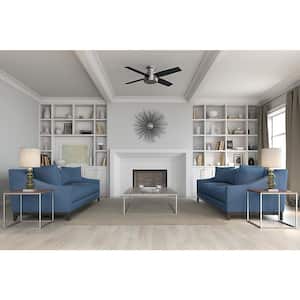 Dempsey 52 in. Low Profile No Light Indoor Brushed Nickel Ceiling Fan with Remote Control For Bedrooms