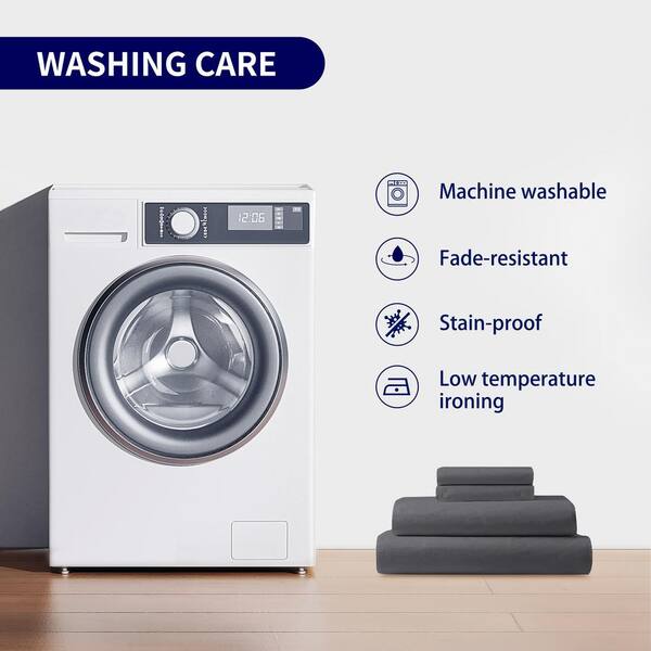 SUBRTEX 4-Piece Gray Solid Polyester Queen Sheet Set, OEKO SUBRTEX 4-Piece Gray Solid Polyester Queen Sheet Set, OEKO