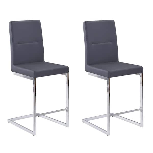 Paris Gray Faux Leather Dining Chairs Set of 2