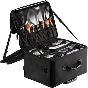 Rolling Makeup Train Case Large Storage 3-Tiers Convenient Carry with Handle Wheels Strap Professional Makeup Storage