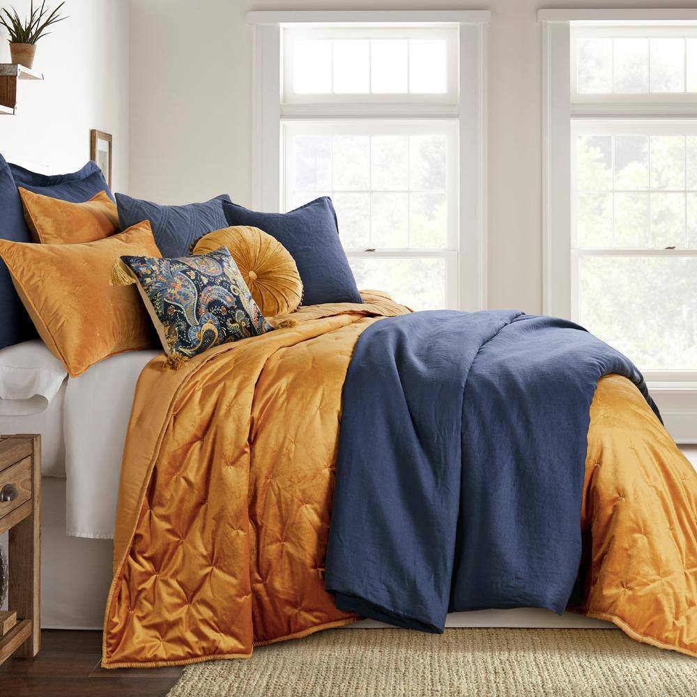 Mustard Velvet Full/Queen Reversible Quilt