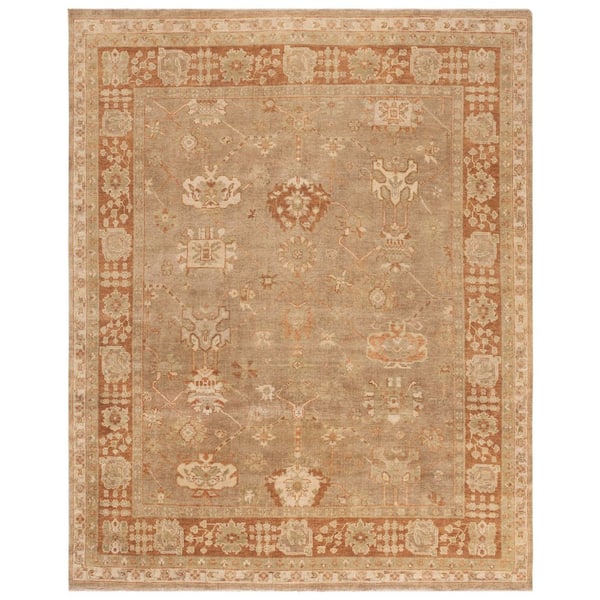 Oushak 9 ft. x 12 ft. Beige/Rust Oriental Area Rug