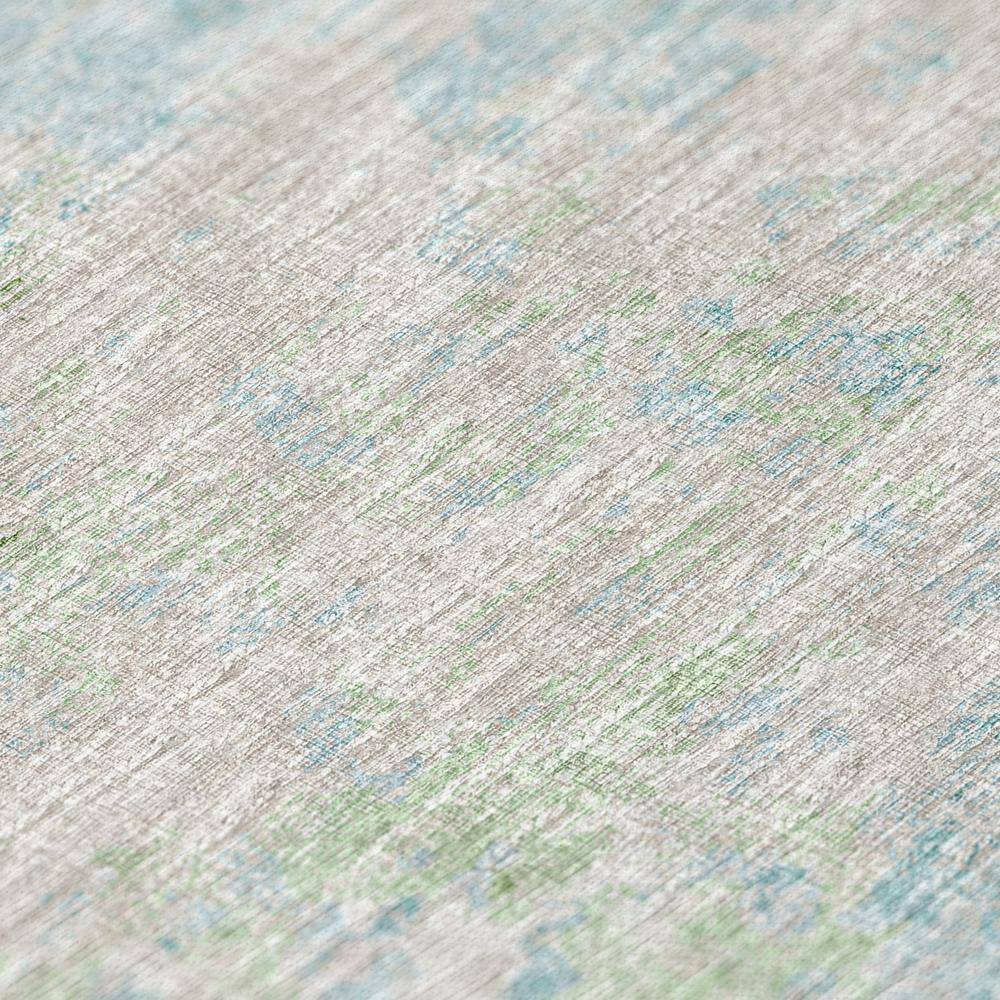 Green and Teal Abstract Chenille 5' x 7' Area Rug