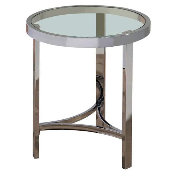 Worldwide Homefurnishings Chrome and Clear Glass Accent Table