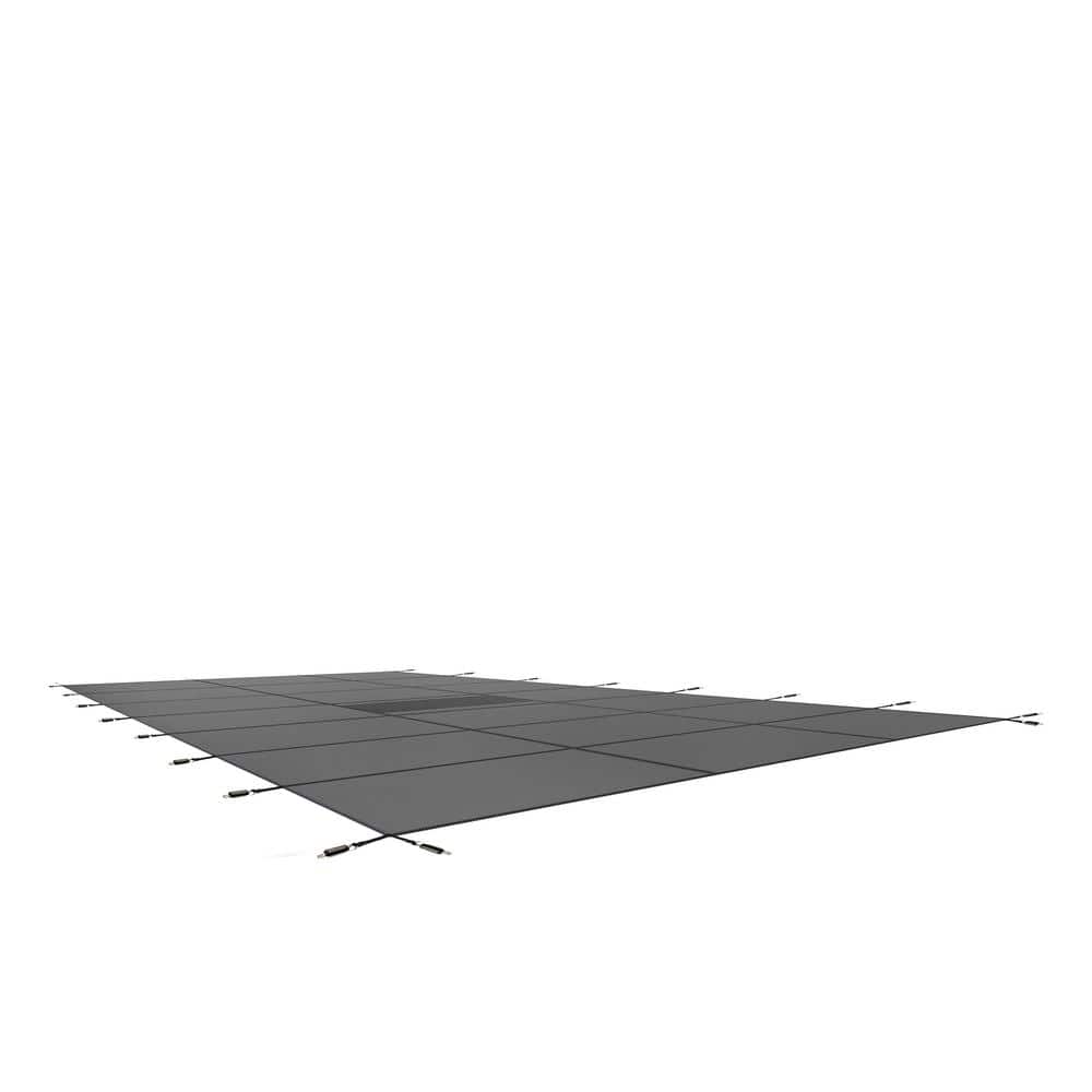 Heavy-Duty Gray Rectangular Pool Safety Cover, 25' x 45'