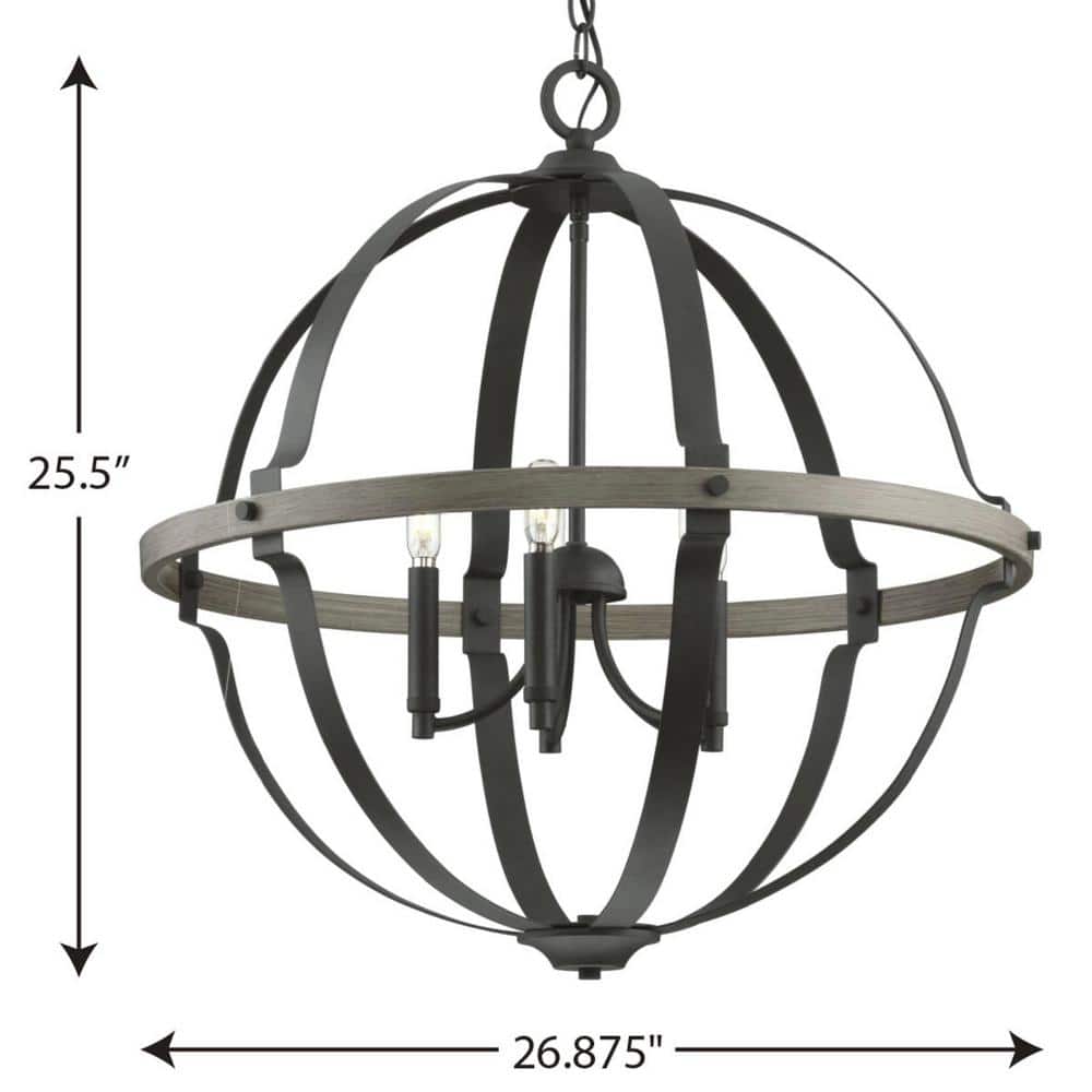 Matte Black Glass Globe Farmhouse Pendant Light