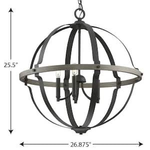 Lockhart 5-Light Matte Black Farmhouse Sphere Pendant Hanging Light