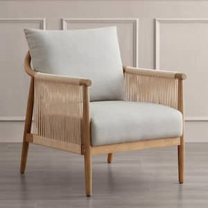 Calliope Light Grey Modern Fabric Accent Chair with Solid Wood Frame Armchair for Living Room or Bedroom