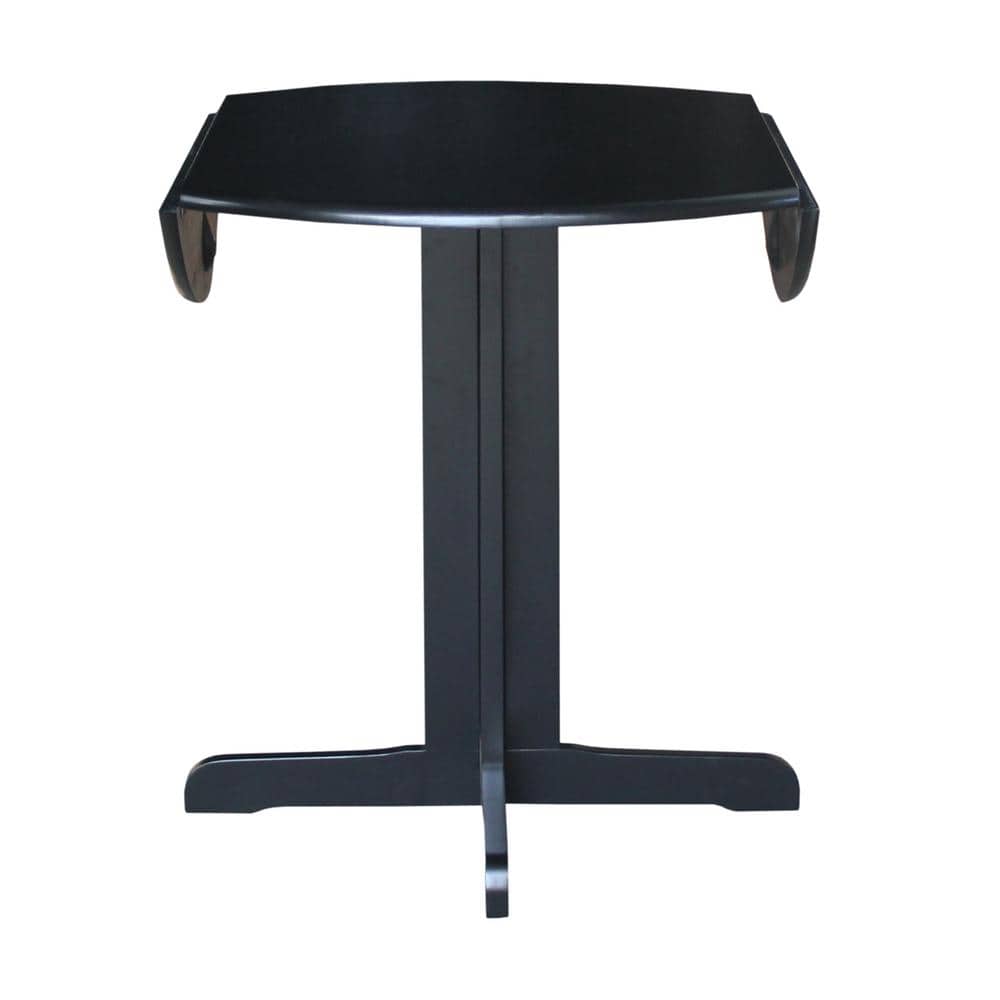 Scandinavian 38" Round Wood Extendable Dining Table in Black