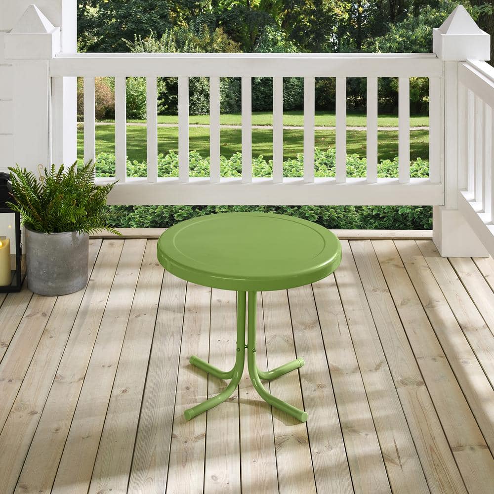 Pastel Green Retro Metal Outdoor Side Table