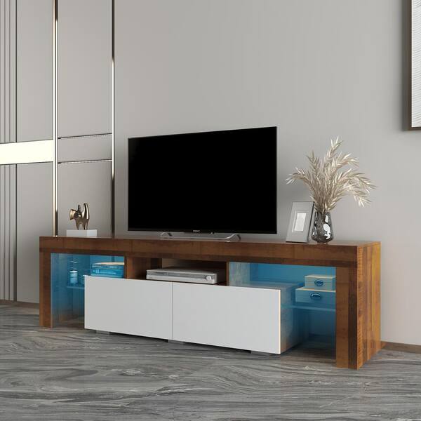 tv unit design white and brown