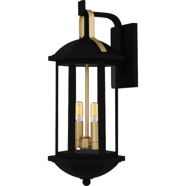 Crestfield 19.75 in. Matte Black Outdoor Hardwired Wall Lantern Sconce with No Bulbs Included