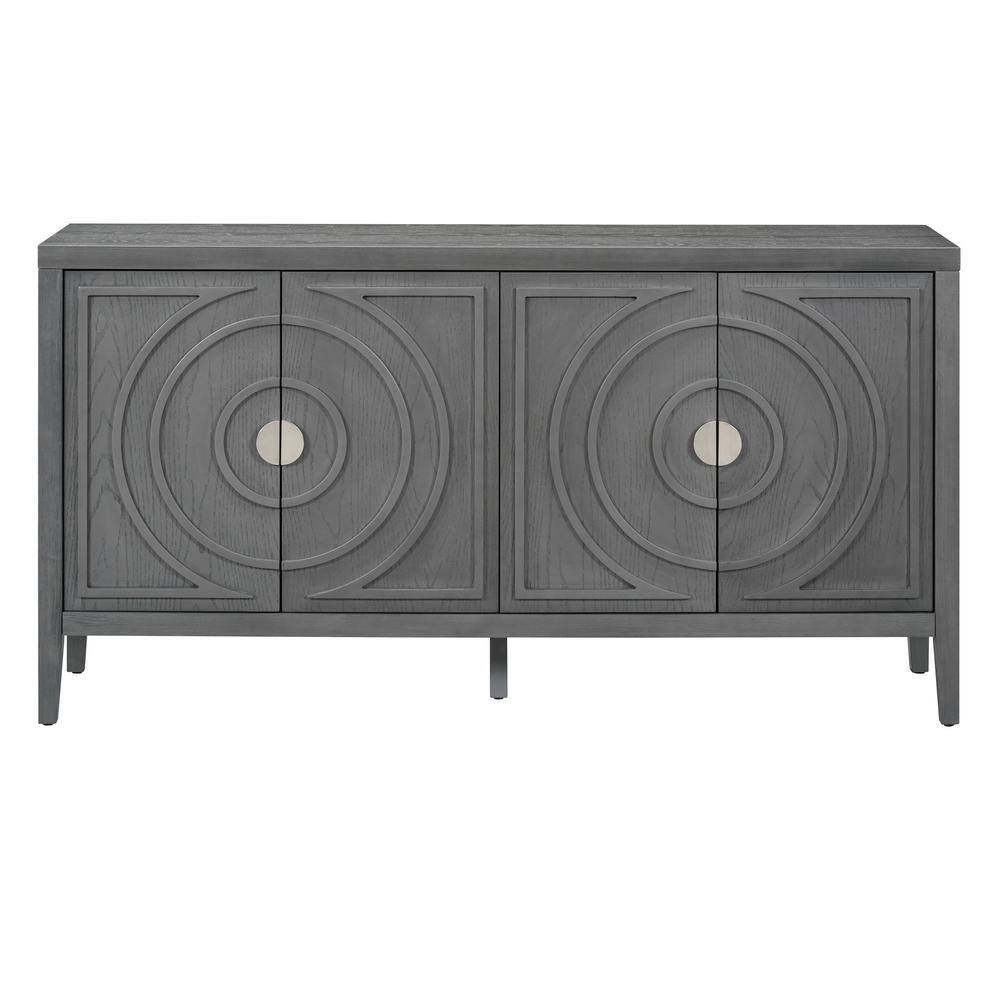 60 in. W x 15.9 in. D x 32.1 in. H Gray Linen Cabinet with Circular Groove 