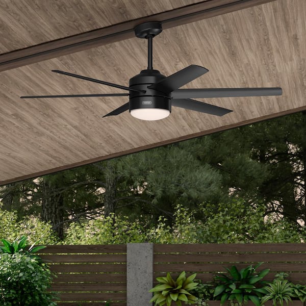 Invector 60 in. Indoor/Outdoor Matte Black Ceiling Fan with Light and Remote Control