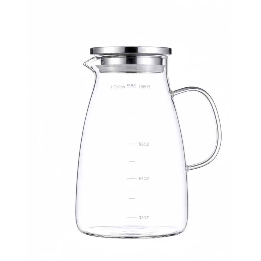 128 fl. oz. Glass Pitcher with Extra-Wide Mouth, Lid and Handle for Ice Tea, Coffee, Juice, Milk, Hot and Cold Drink price history on PriceWatchPro