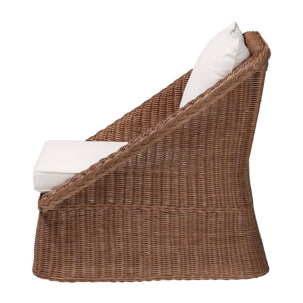 Handcrafted Brown Rattan Accent Chair Set with Cushions