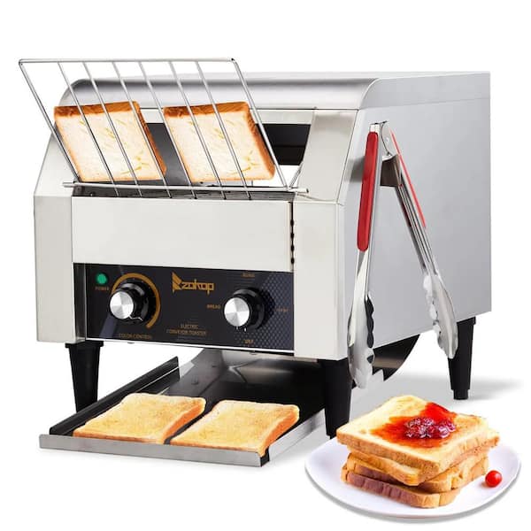 Karl home 14.4 in. 1700-Watt 110-Volt Commercial Conveyor Silver Toaster Oven with 300-Slices/Hour