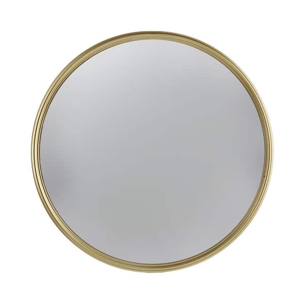 Unbranded 15 in. W x 15 in. H Round Framed Gold Mirror with Iron Frame