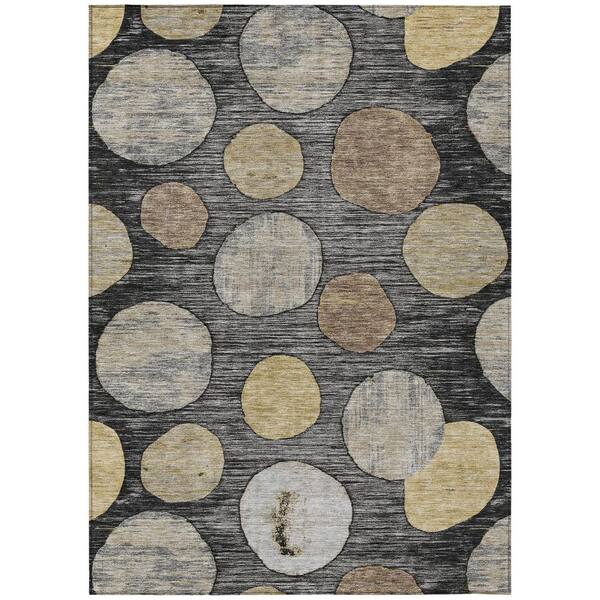 Chantille Machine Washable Indoor/Outdoor Abstract ACN3056 Black 9 ft. x 12 ft. Area Rug