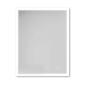28 in. W x 36 in. H Rectangular Framed Anti-Fog Lighted Wall Bathroom Vanity Mirror in White