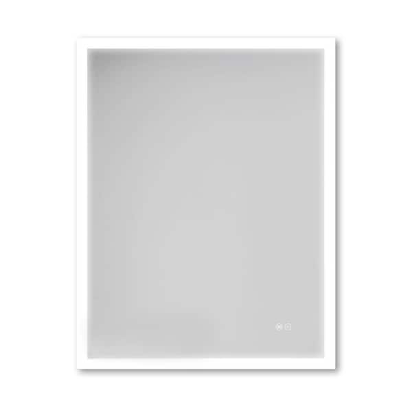 Unbranded 28 in. W x 36 in. H Rectangular Framed Anti-Fog Lighted Wall Bathroom Vanity Mirror in White