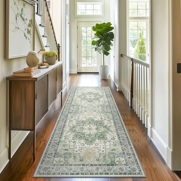 Limlok Medallion Green 8 ft. x 10 ft. Persian Area Rug AR1005-LS