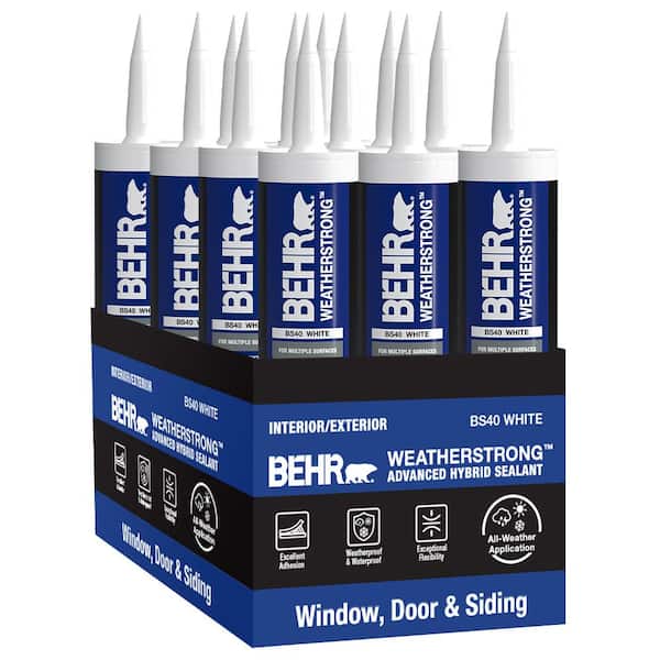 BEHR Weatherstrong 9.5 fl. oz. White Interior/Exterior Window and Door Advanced Hybrid Polymer Sealant (12-Pack)