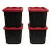 HDX 27 Gal. Tough Storage Tote in Black and Red (4-Pack)